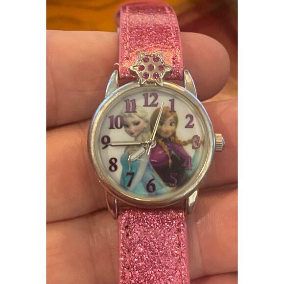 Girl's 26mmm Silver Tone Frozen Disney Watch,  Pink Glitter Band - Picture 1 of 3